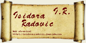 Isidora Radović vizit kartica
